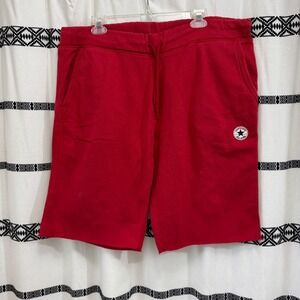 Converse Red Fleece Sweat Shorts Raw Hem Cutoff‎ Style Men's XL